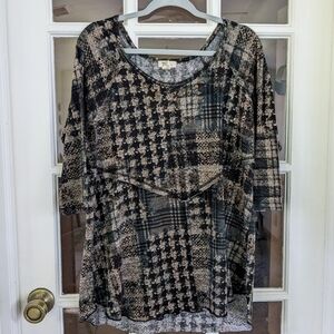 Women's 2X Plus Lightweight Sweater Printed Embellished Shirt Top